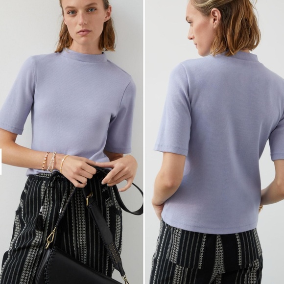 Anthropologie Maeve Ribbed Mock Neck Top Burnt Orange Rust - Picture 3 of 12